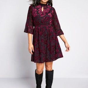 Modcloth Very Visionary Mock Neck Velvet Dress